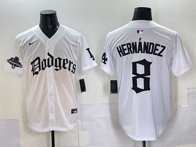 Men Los Angeles Dodgers #8 Hernandez white Nike 2025 MLB jersey 0012->los angeles dodgers->MLB Jersey